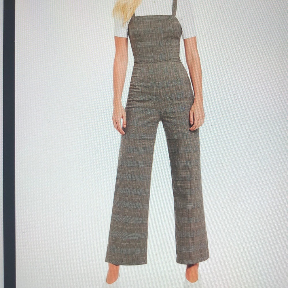 Gianni Bini Plaid Wide Leg Square Neck Jumpsuit
